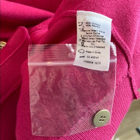 NWT, Talbots 3/4 Sleeve Bright Pink Cardigan, 14W Petite - Picture 7 of 7